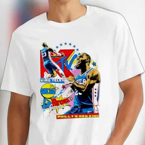 Philly's New King LeBron James Graphic Tee, Vintage 90s Retro Basketball Fan Shirt