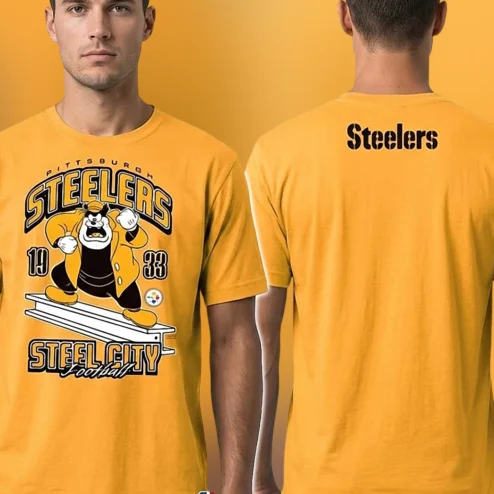 Steelers 1933 Steel City Football Tee, Vintage Pete Cartoon Graphic T-Shirt