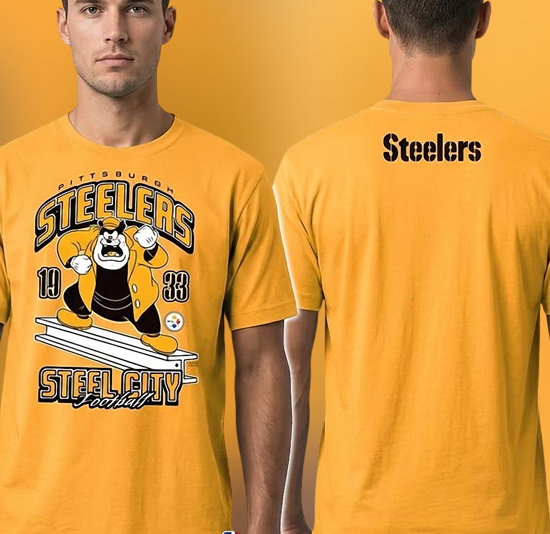 Steelers 1933 Steel City Football Tee, Vintage Pete Cartoon Graphic T-Shirt