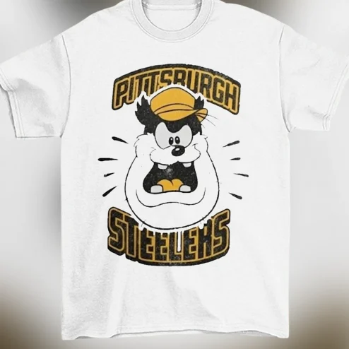 Steelers Tee Vintage Tasmanian Devil Graphic T-Shirt for Football Fans