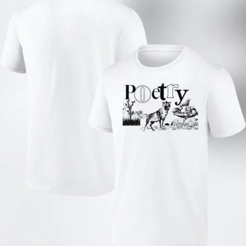 Poetry Tee Vintage Fox Woodcut Art Graphic T-Shirt, Bookish Literary Aesthetic Shirt for Poetry Lovers