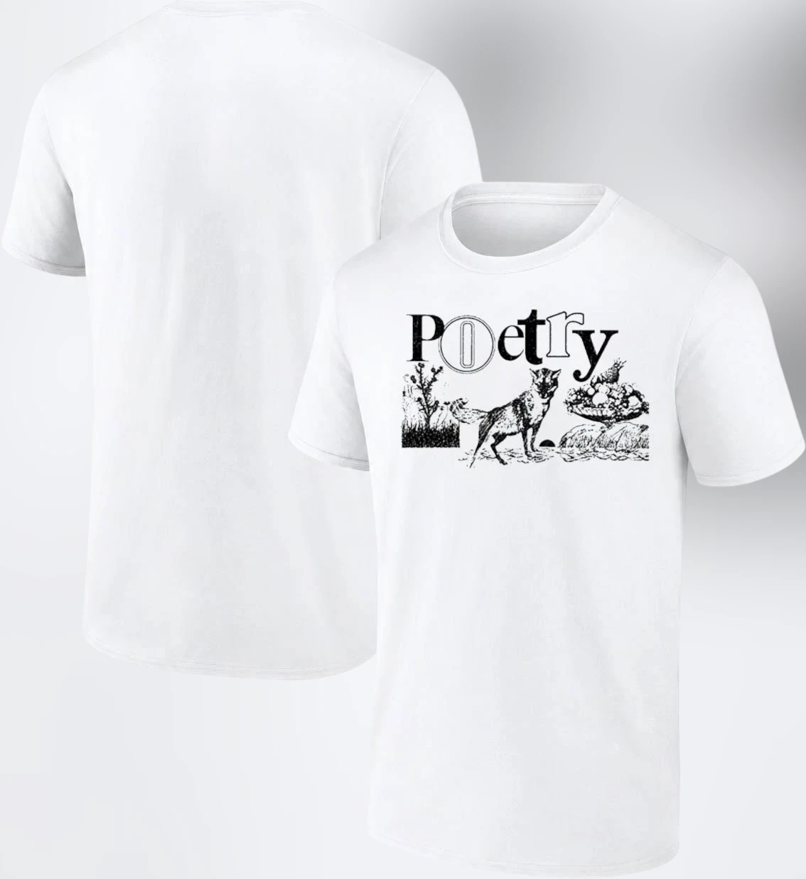 Poetry Tee Vintage Fox Woodcut Art Graphic T-Shirt, Bookish Literary Aesthetic Shirt for Poetry Lovers