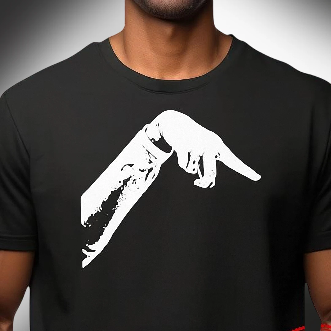 Pointing Hand Gesture Graphic Tee Minimalist Urban Streetwear T-Shirt