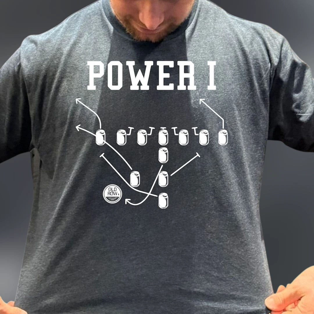 Power I Football Play Beer Diagram Tee Funny Tailgate Sports Graphic Shirt for Men and Women