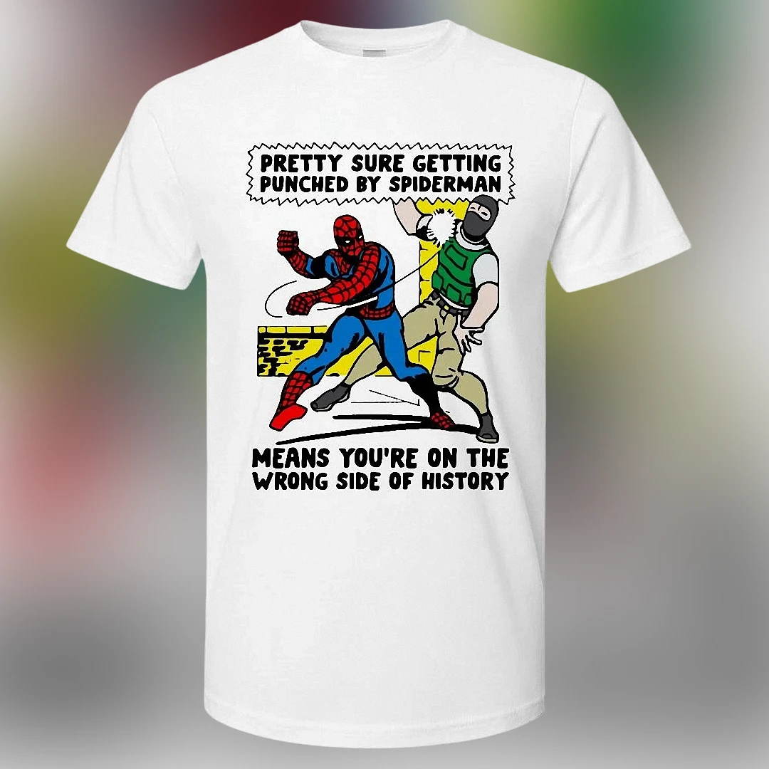 Pretty Sure Getting Punched By Spiderman Tee Funny Retro Comic Graphic Shirt