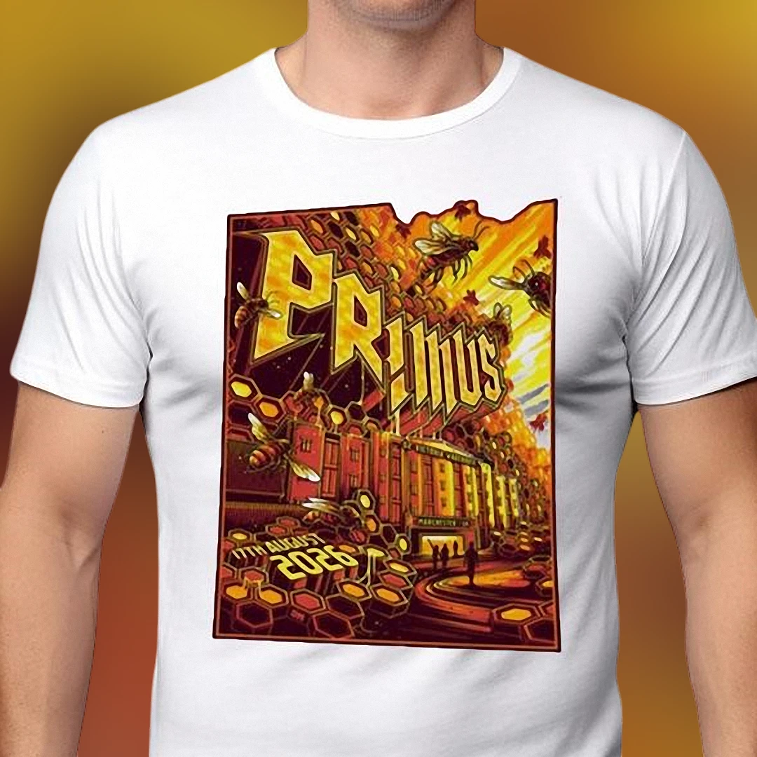 Primus Manchester 17th August 2026 Concert Poster Tee Honeycomb Tour Fan Souvenir Shirt