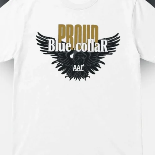 Proud Blue Collar Tee, Patriotic American Eagle Working Class Laborer Shirt for Men and Women