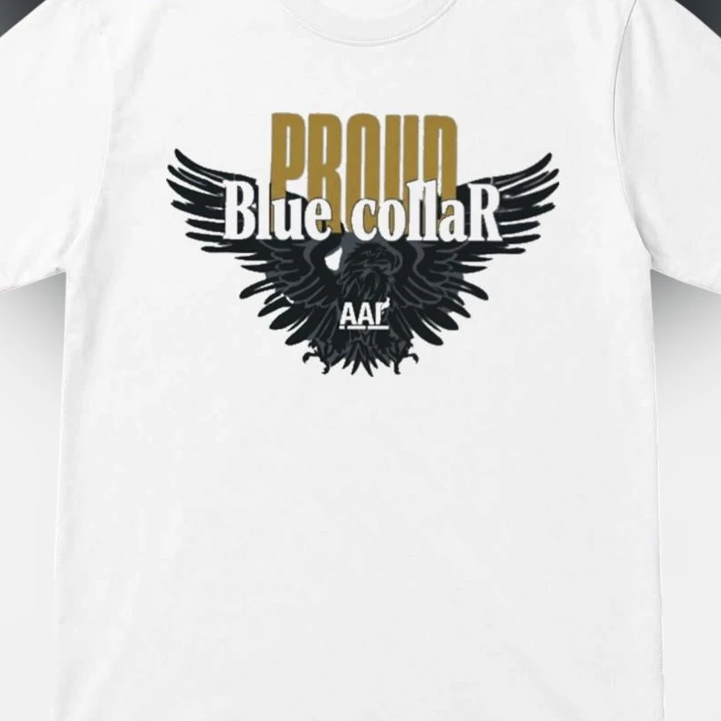 Proud Blue Collar Tee, Patriotic American Eagle Working Class Laborer Shirt for Men and Women