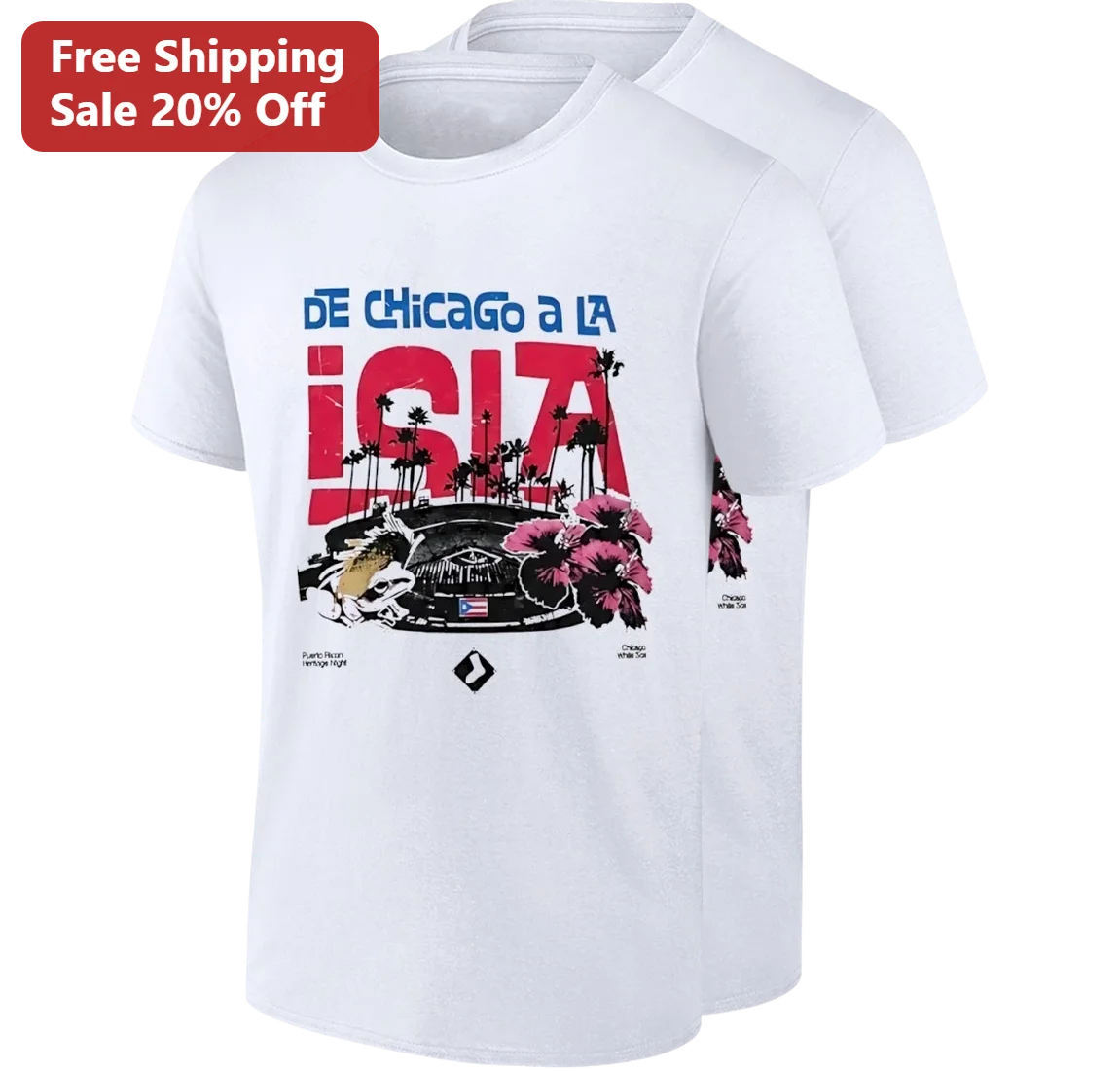 Puerto Rican Heritage Night De A La Isla Baseball Tee, Chicago Latino Heritage Graphic T-Shirt