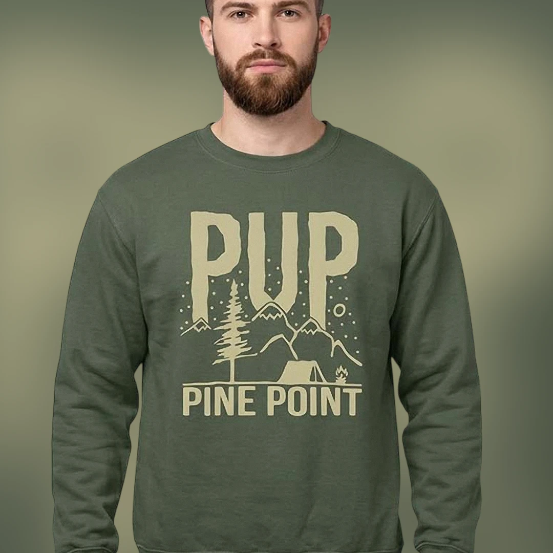 PUP Pine Point Sweatshirt Vintage Nature Camping Graphic Crewneck