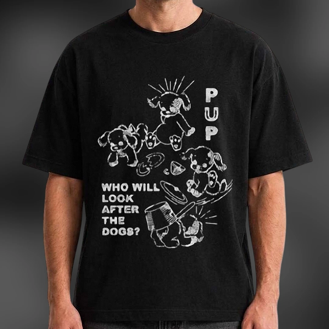 PUP Who Will Look After The Dogs Tee, Distressed Punk Rock Band Graphic T-Shirt