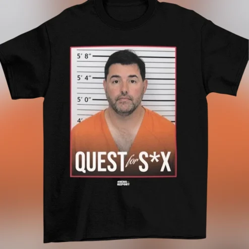 Quest For S*X Tee Grant Cohn Mugshot Graphic T-Shirt for Sports Fans