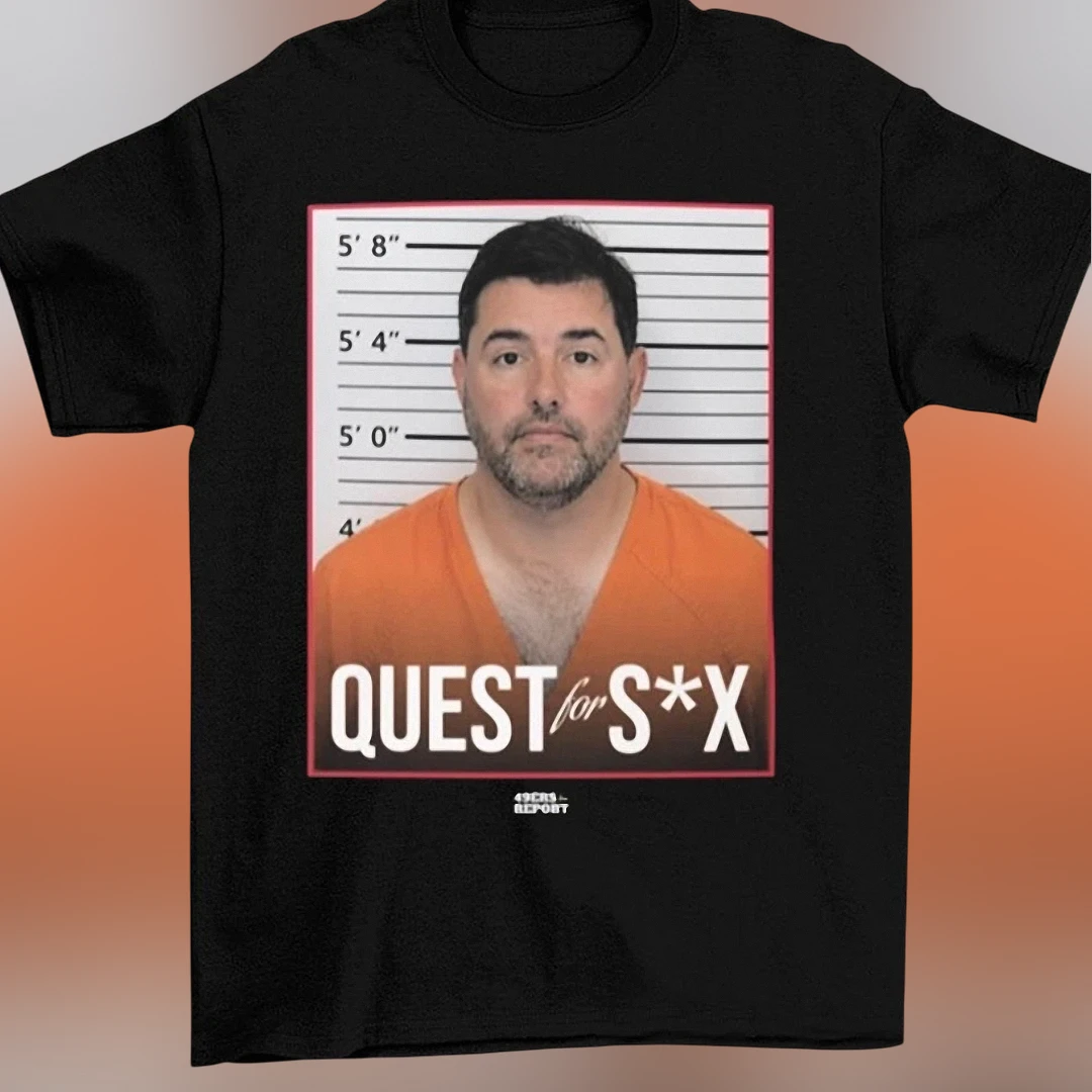 Quest For S*X Tee Grant Cohn Mugshot Graphic T-Shirt for Sports Fans