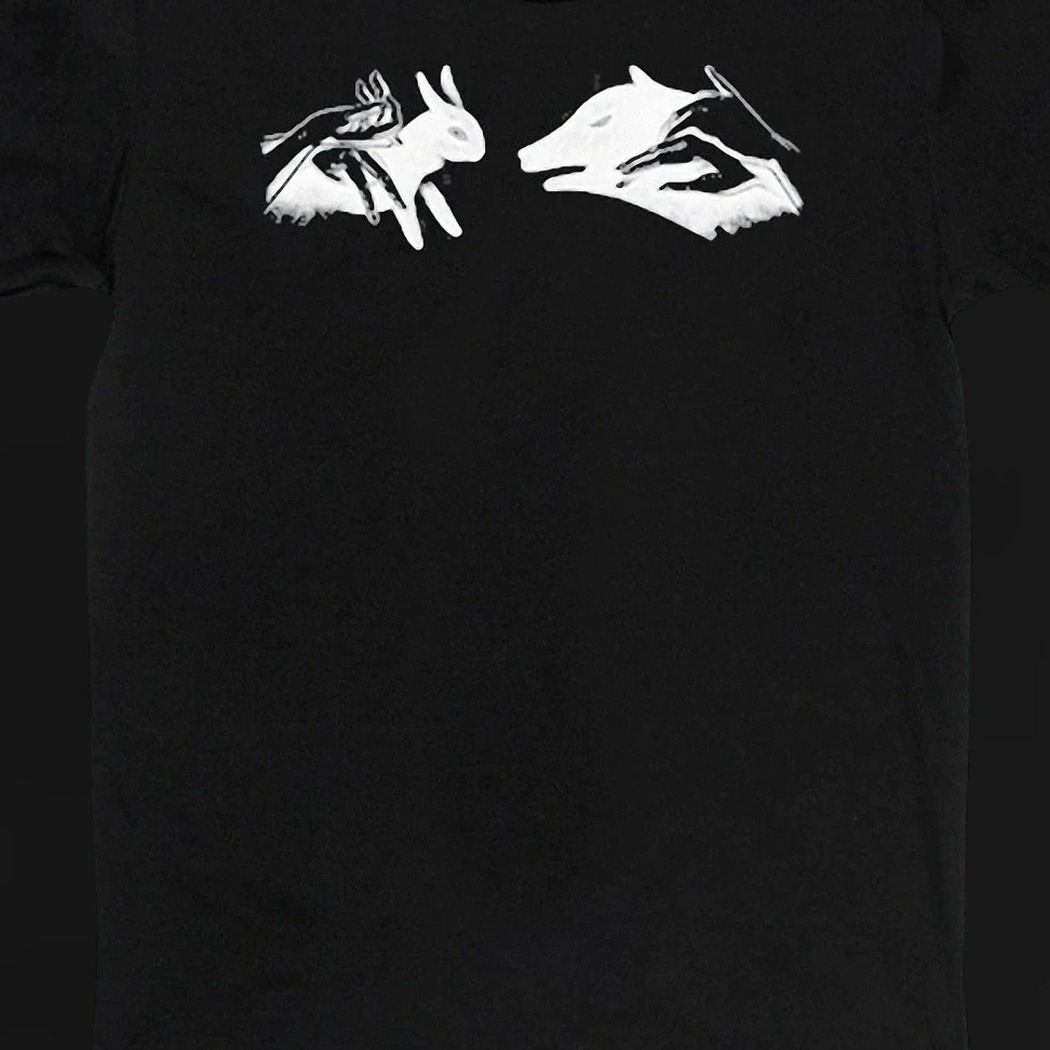Rabbit and Wolf Minimalist Art Graphic Tee, Aesthetic Symbolic Animal Nature Shirt for Men and Women