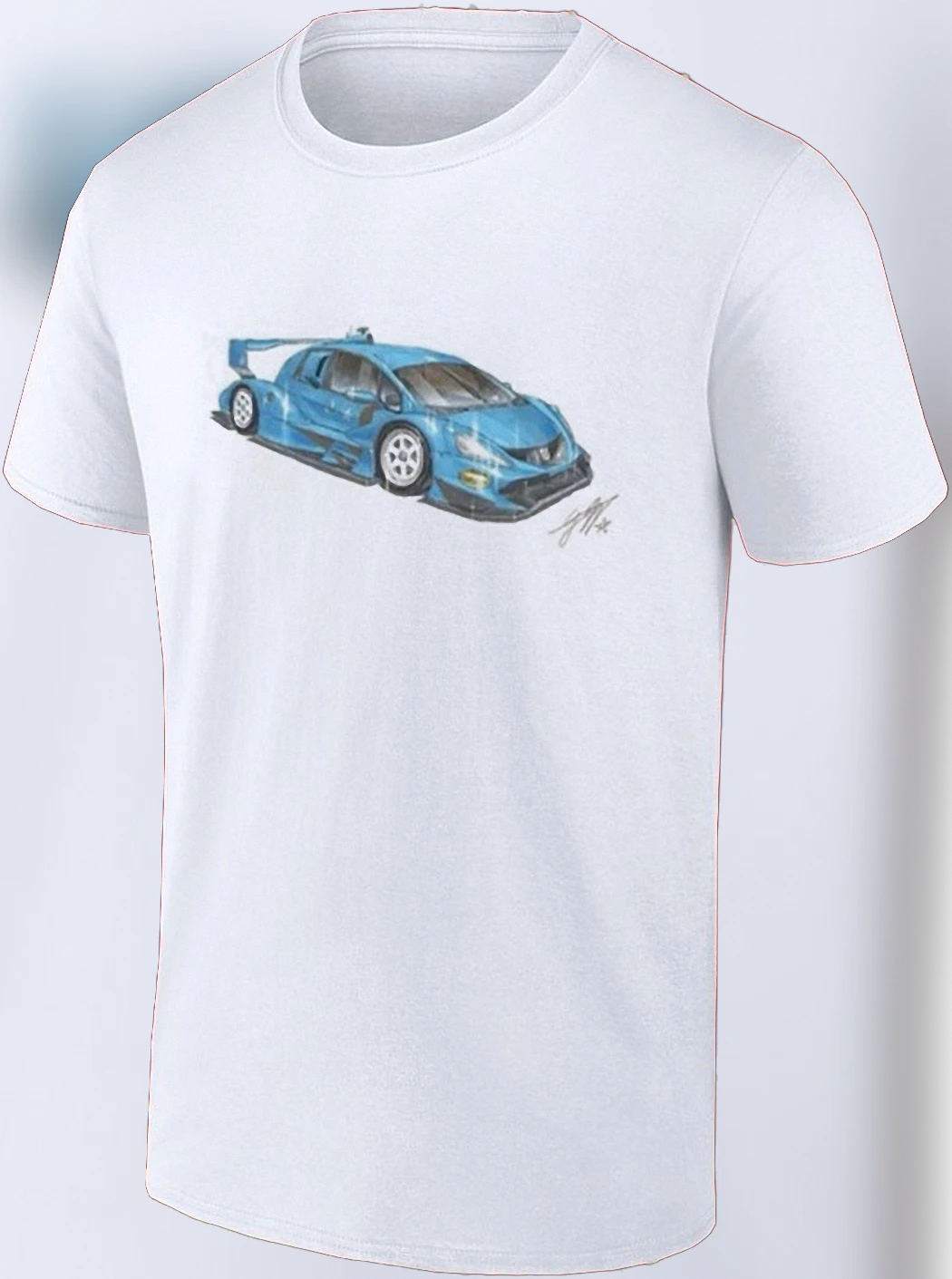 Race Car Sketch Tee Blue Motorsport Graphic Shirt, Automotive Art Streetwear Outfit for Car Lovers