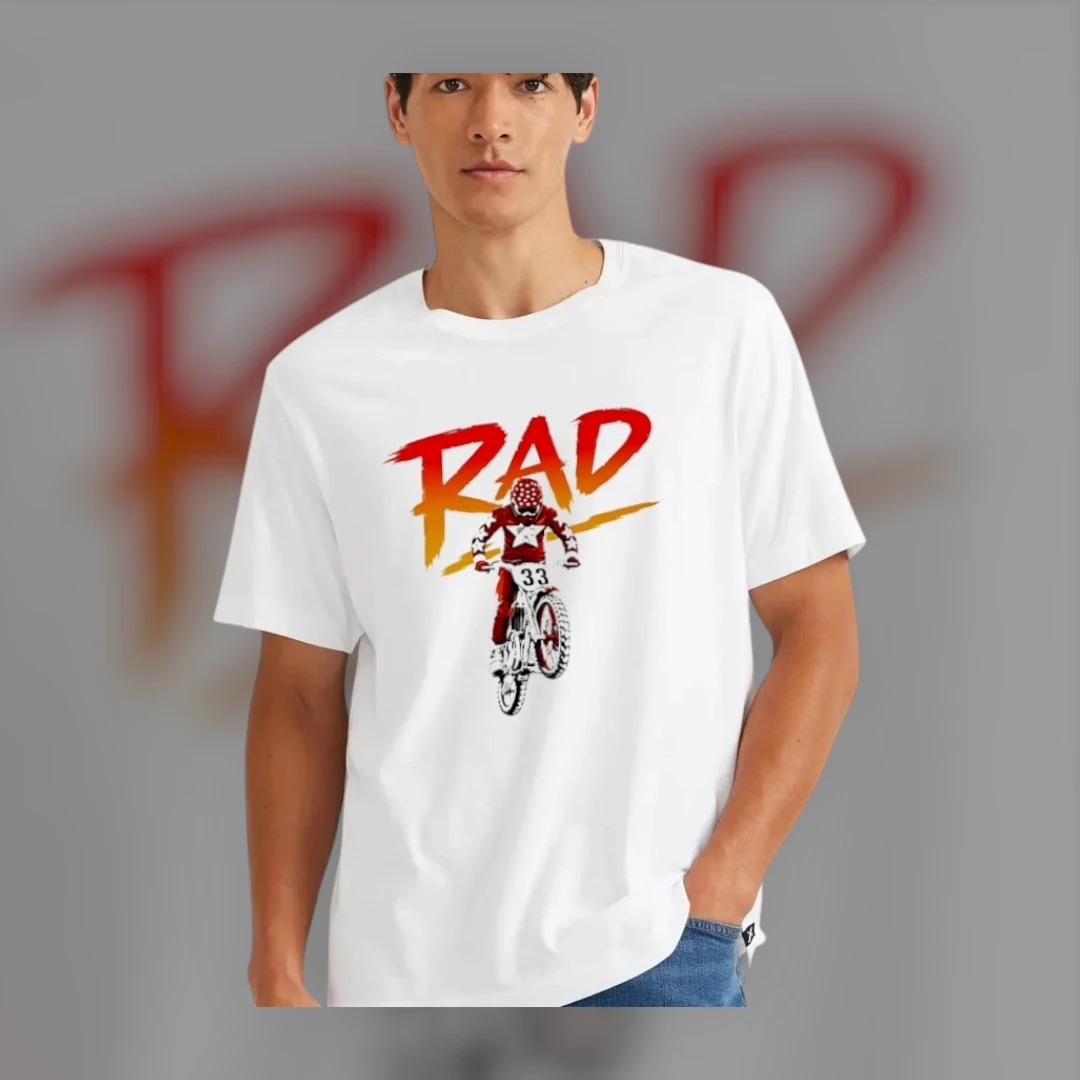 RAD Motocross Graphic Tee Retro 80s Dirt Bike Rider T-Shirt for Men