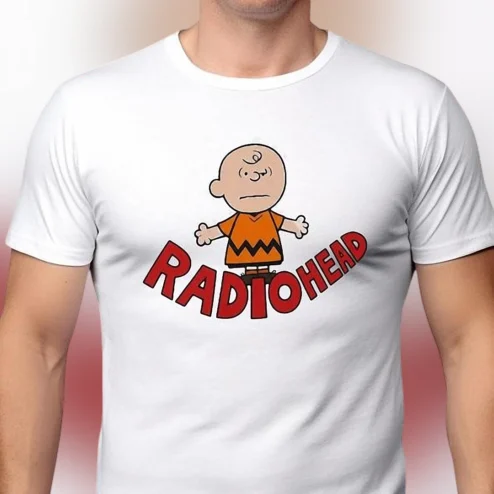 Radiohead Charlie Brown Tee, Vintage Rock Band Mashup Graphic T-Shirt Gift for Music Fans