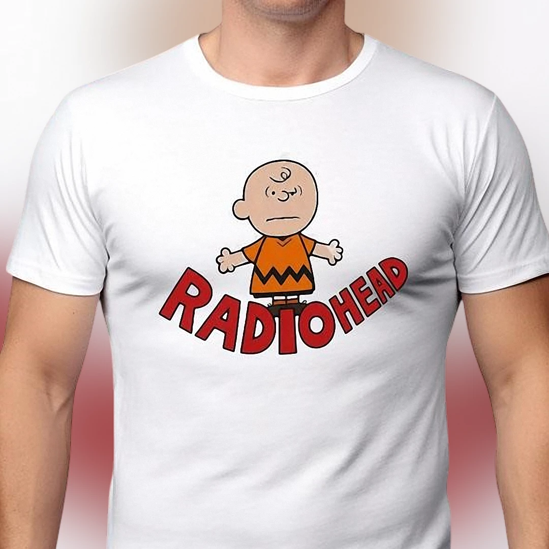 Radiohead Charlie Brown Tee, Vintage Rock Band Mashup Graphic T-Shirt Gift for Music Fans