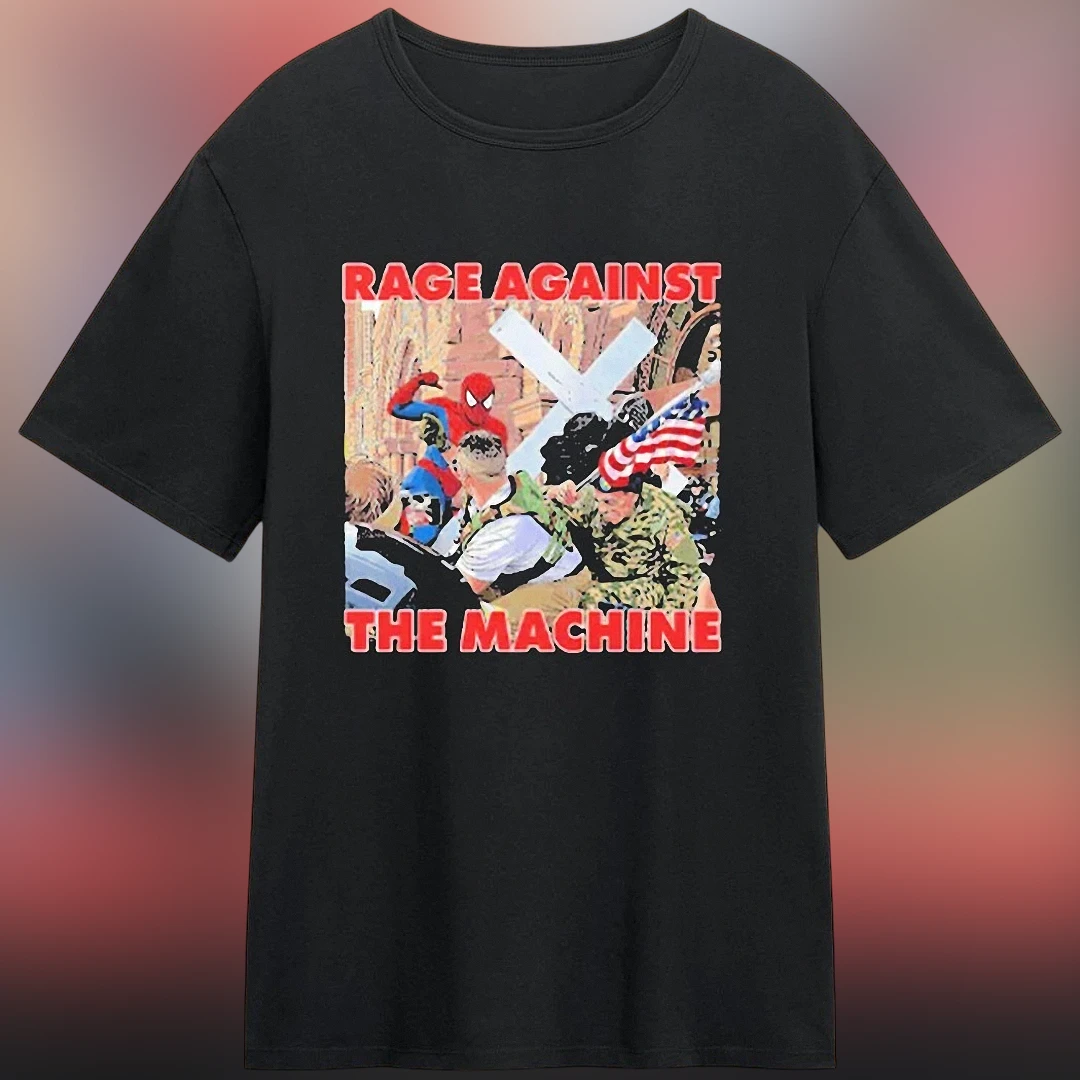 Rage Against The Machine Spider-Man Mashup Tee Vintage Protest Band Graphic Shirt