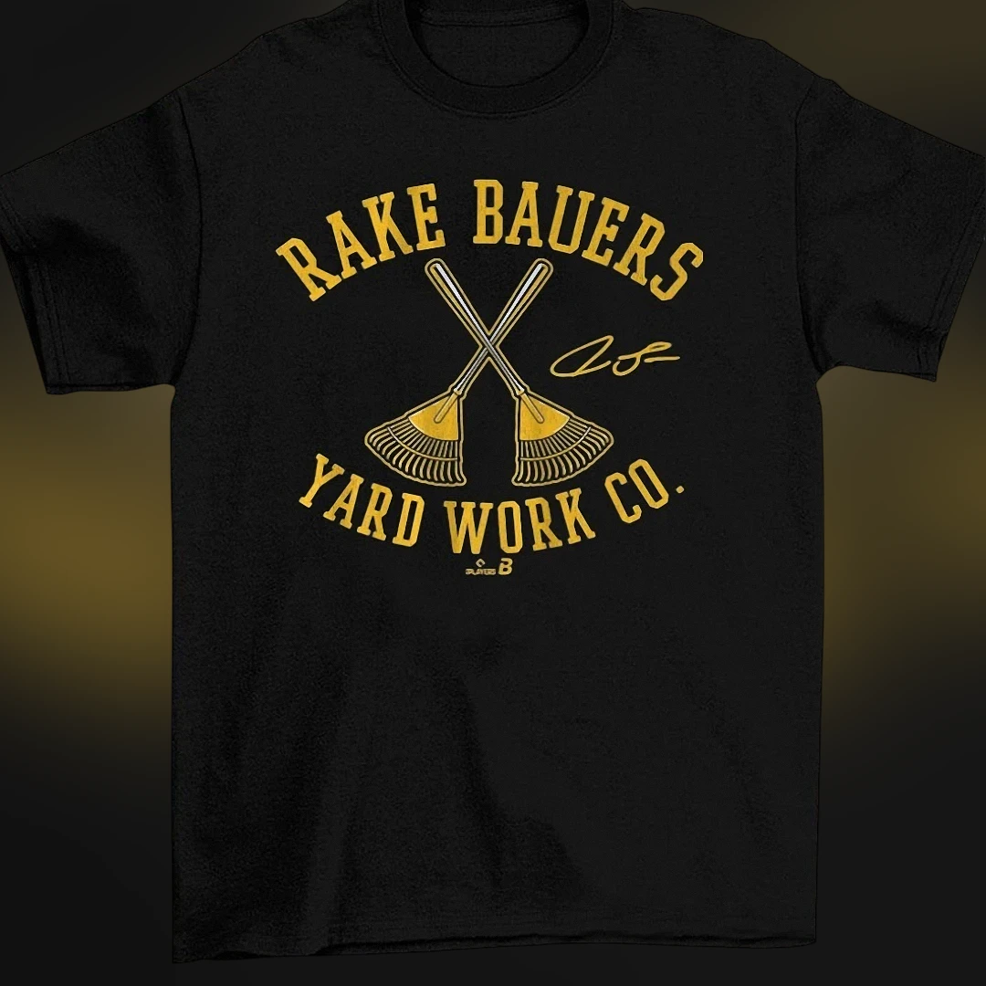 Rake Bauers Yard Work Co. Tee, Jake Bauers Baseball Fan Graphic Shirt