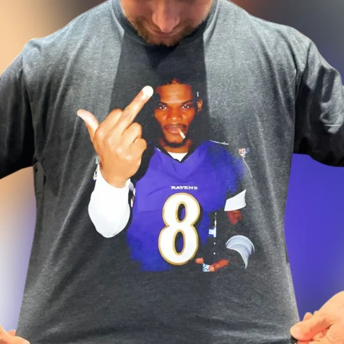Ravens Lamar Jackson Graphic Tee, Baltimore Football Meme Shirt for Game Day and Tailgate
