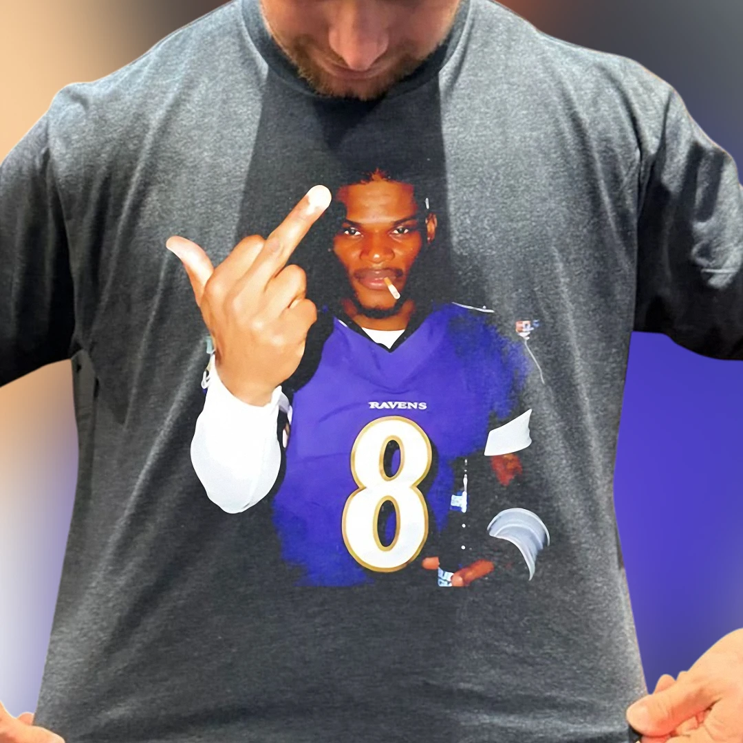 Ravens Lamar Jackson Graphic Tee, Baltimore Football Meme Shirt for Game Day and Tailgate