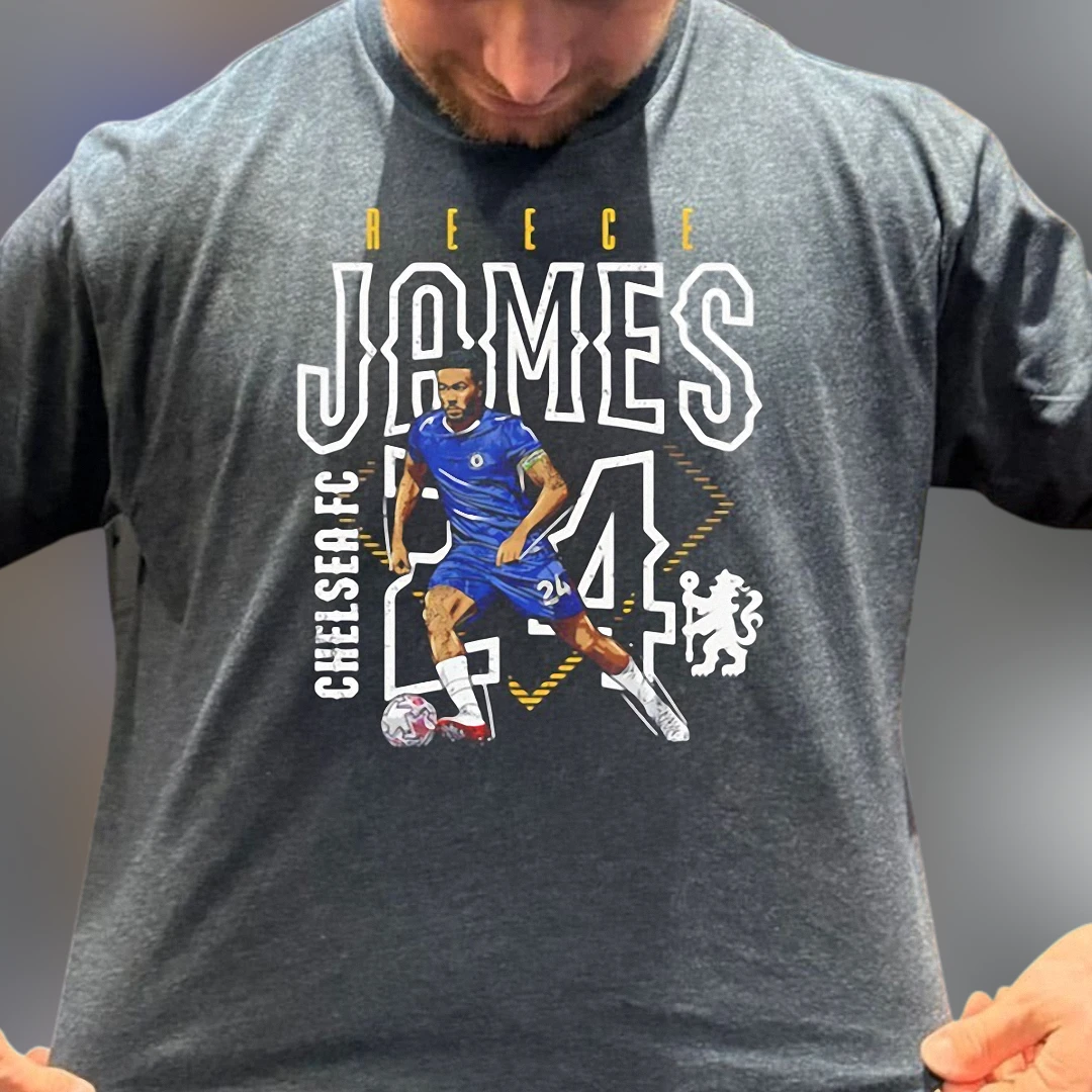 Reece James Chelsea FC 24 Tee Vintage Soccer Graphic Shirt for Football Fans