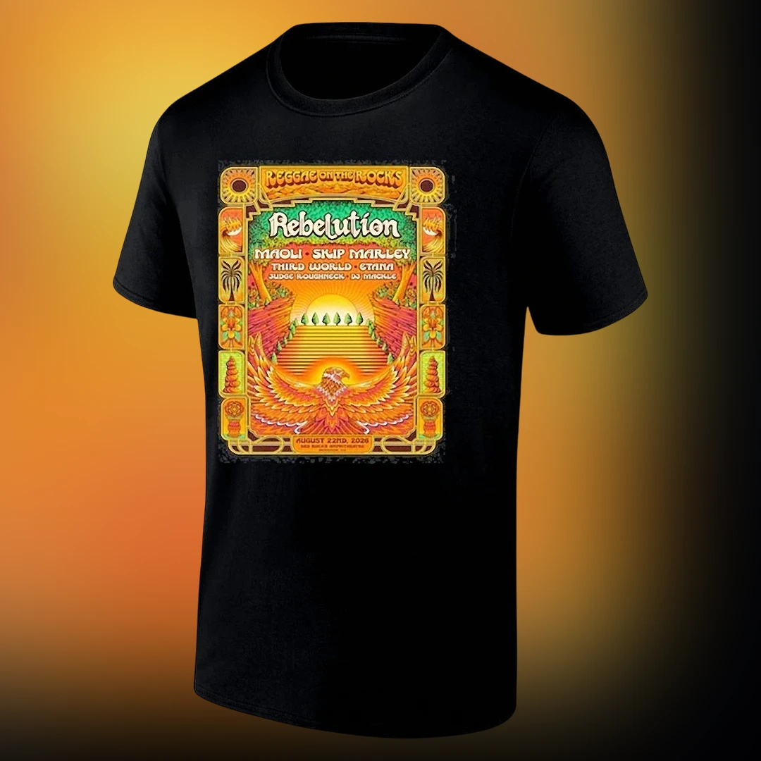 Reggae On The Rocks 2026 Tee Rebelution Red Rocks Concert Shirt Aug 22 Lineup Souvenir