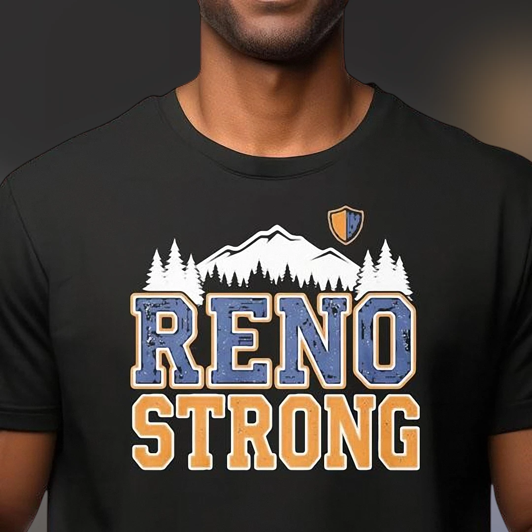 Reno Strong Tee Nevada Mountain Graphic Shirt for Locals and City Pride