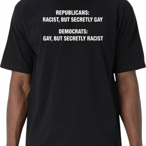Republicans Racist But Secretly Gay Democrats Gay But Secretly Racist Political Satire Tee Gift