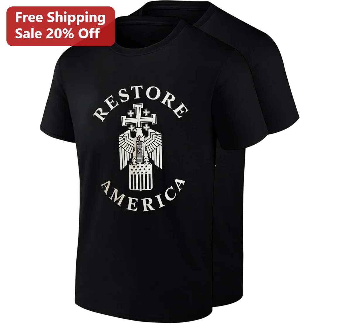 Restore America Tee Patriotic American Eagle Shield Cross Graphic Gift for Patriotic Americans