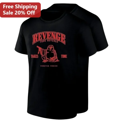 Revenge True Revenge Takes Time Forever Cursed Buddha Graphic Tee, Edgy Dark Streetwear Shirt for Men Women