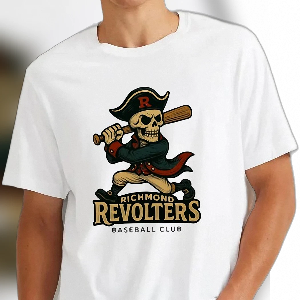 Richmond Revolters Baseball Club Vintage Skeleton Mascot Tee for Baseball Fans