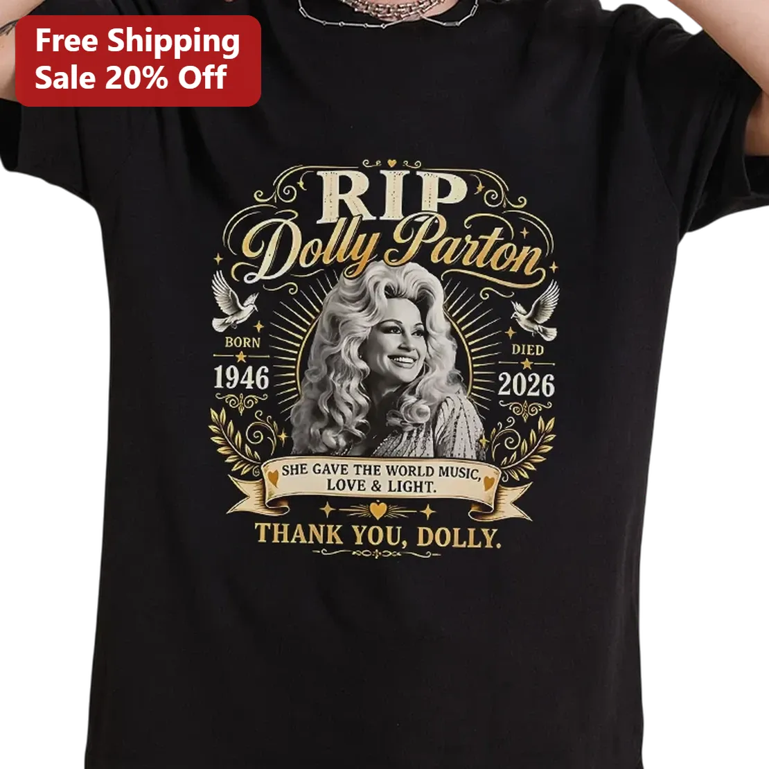 RIP Dolly Parton 1946-2026 Memorial Tribute Tee, Country Music Legend Thank You Dolly Gift for Fans