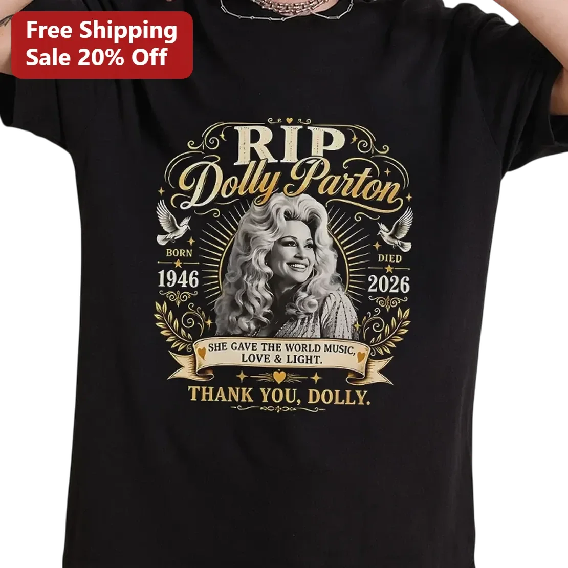 RIP Dolly Parton Born 1946 Died 2026 Memorial Tee, Country Music Legend Tribute Gift for Fans