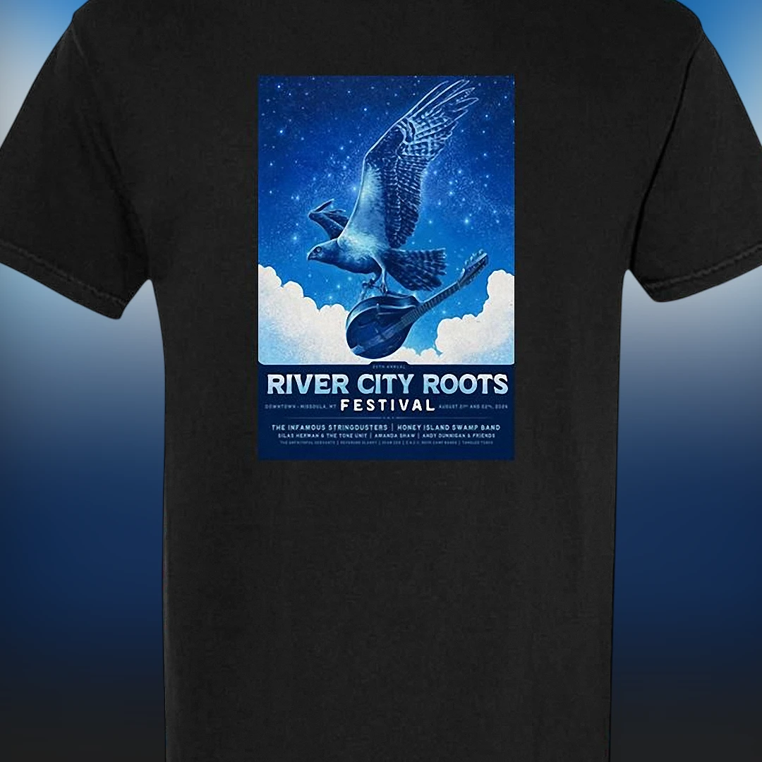 River City Roots Festival Tee Missoula Montana Music Concert Poster Graphic T-Shirt