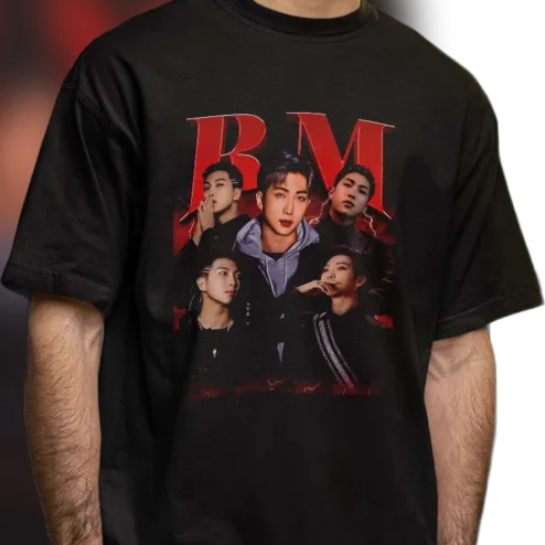 RM Kim Namjoon Graphic Tee Vintage 90s Rap T-Shirt BTS K-Pop Streetwear Merch Gift for Fans