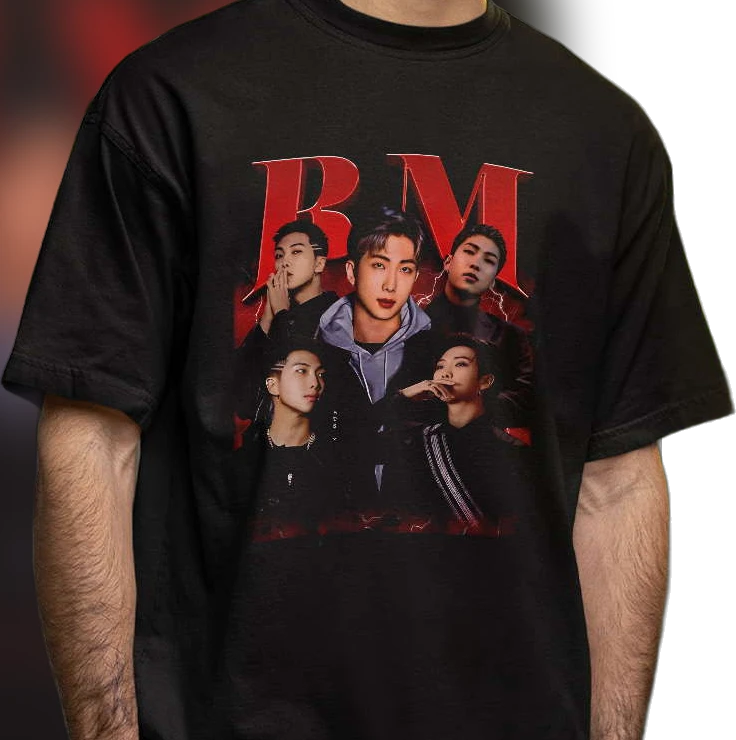 RM Kim Namjoon Graphic Tee Vintage 90s Rap T-Shirt BTS K-Pop Streetwear Merch Gift for Fans