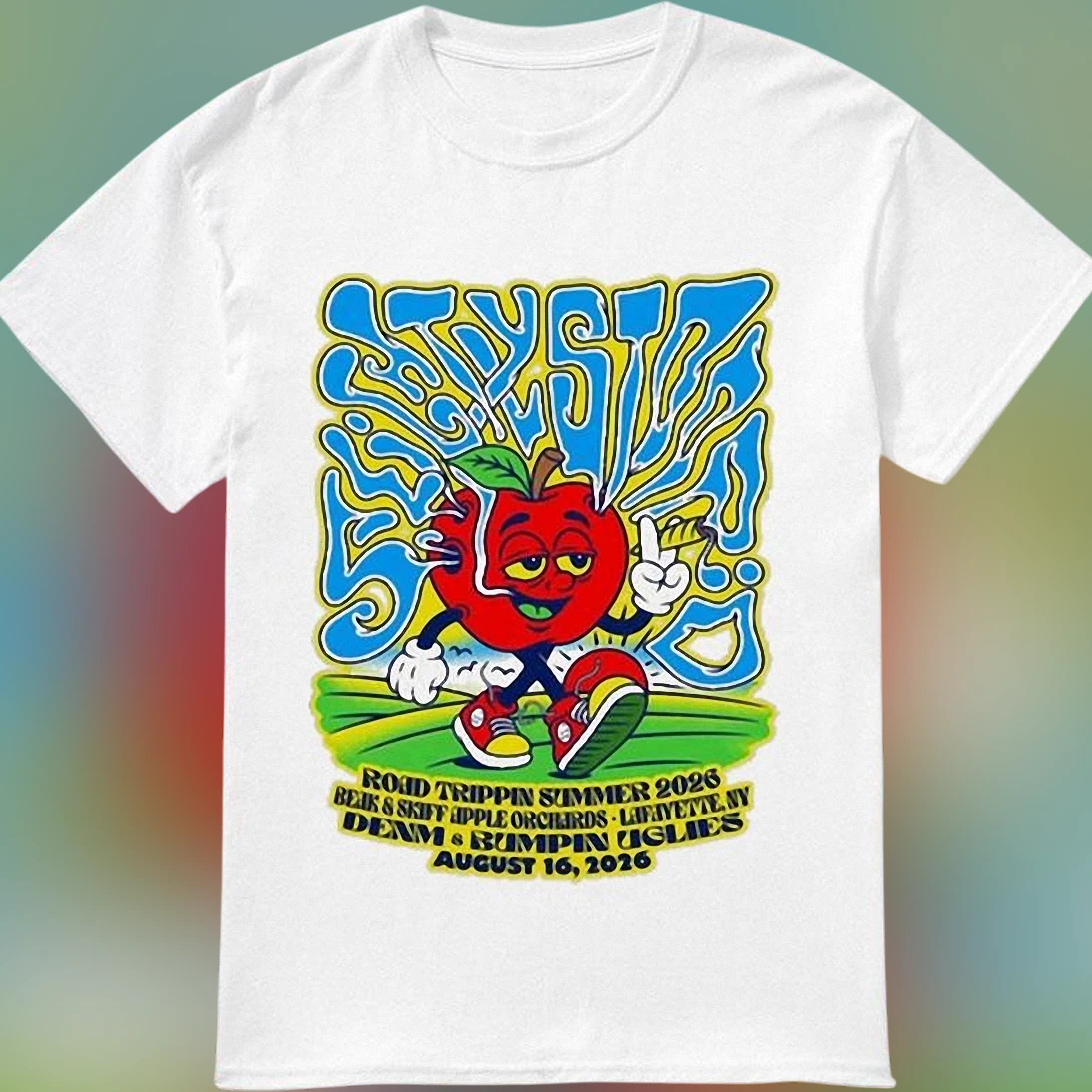 Road Trippin Summer 2026 Concert Tee, Beak and Skiff Lafayette NY Tour Shirt, Psychedelic Apple Fan Graphic T-Shirt