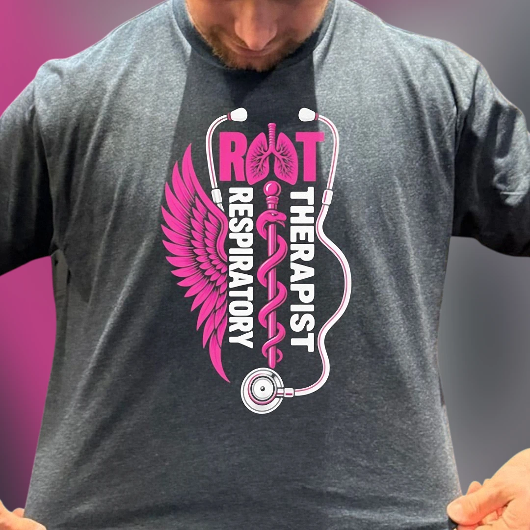 RT Respiratory Therapist Tee, Caduceus Wing Graphic Medical Staff Shirt, Healthcare Worker Appreciation Gift