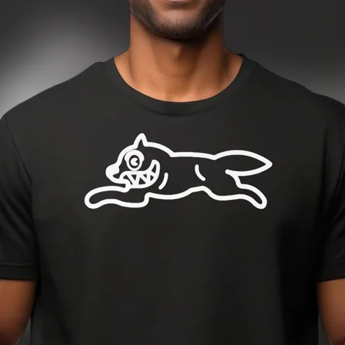 Running Dog Streetwear Graphic Tee Cartoon Urban Skater Style T-Shirt