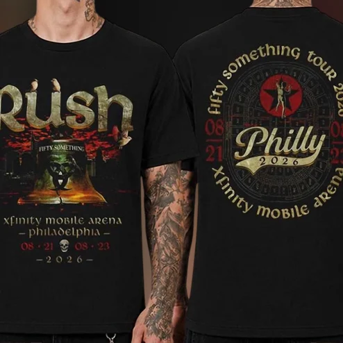 Rush Fifty Something Tour 2026 Philly Tee, Xfinity Mobile Arena Rock Band Concert Shirt