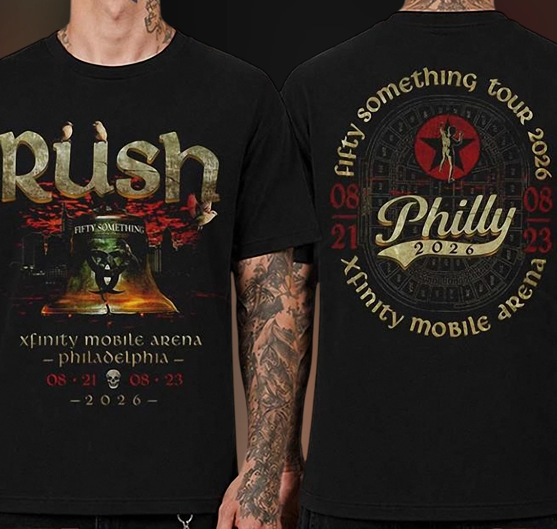 Rush Fifty Something Tour 2026 Philly Tee, Xfinity Mobile Arena Rock Band Concert Shirt