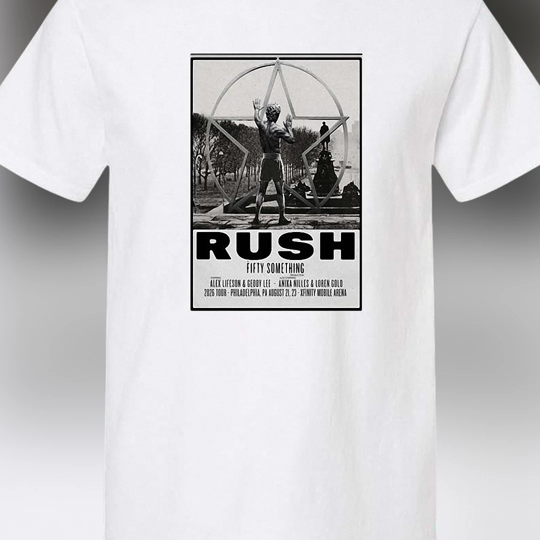 Rush Fifty Something Tour Philadelphia PA August 2026 Concert Tee, Alex Lifeson Geddy Lee Rock Fan Shirt