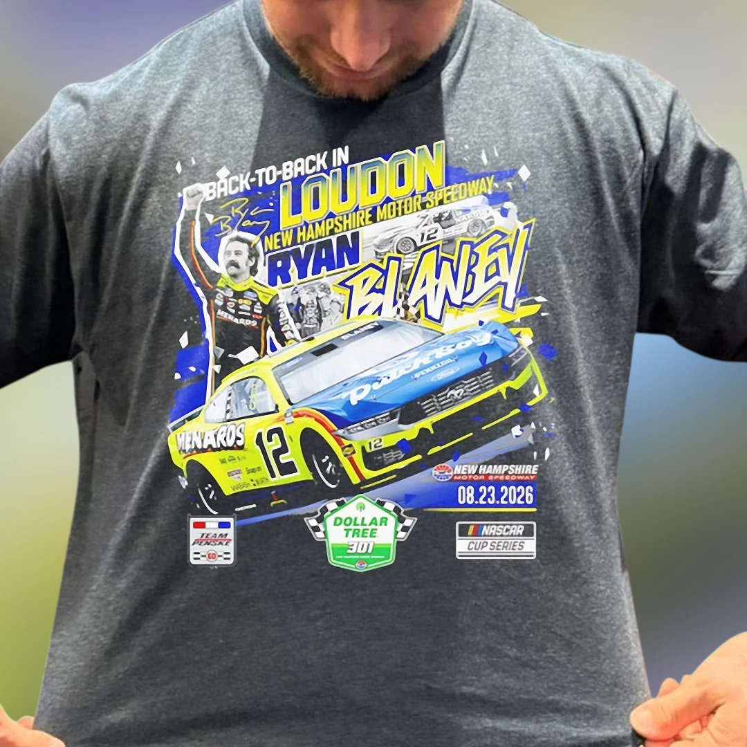 Ryan Blaney New Hampshire Motor Speedway Tee, Back to Back in Loudon NASCAR Racing Graphic T-Shirt