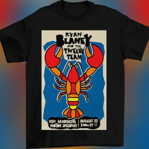 Ryan Blaney Twelve Team Lobster Graphic Tee, Vintage New Hampshire Motor Speedway Racing Shirt