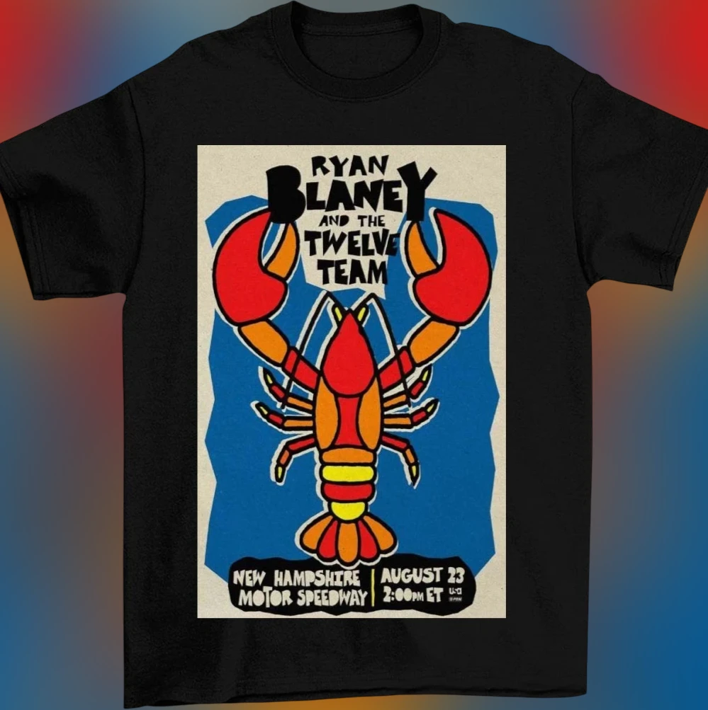 Ryan Blaney Twelve Team Lobster Graphic Tee, Vintage New Hampshire Motor Speedway Racing Shirt