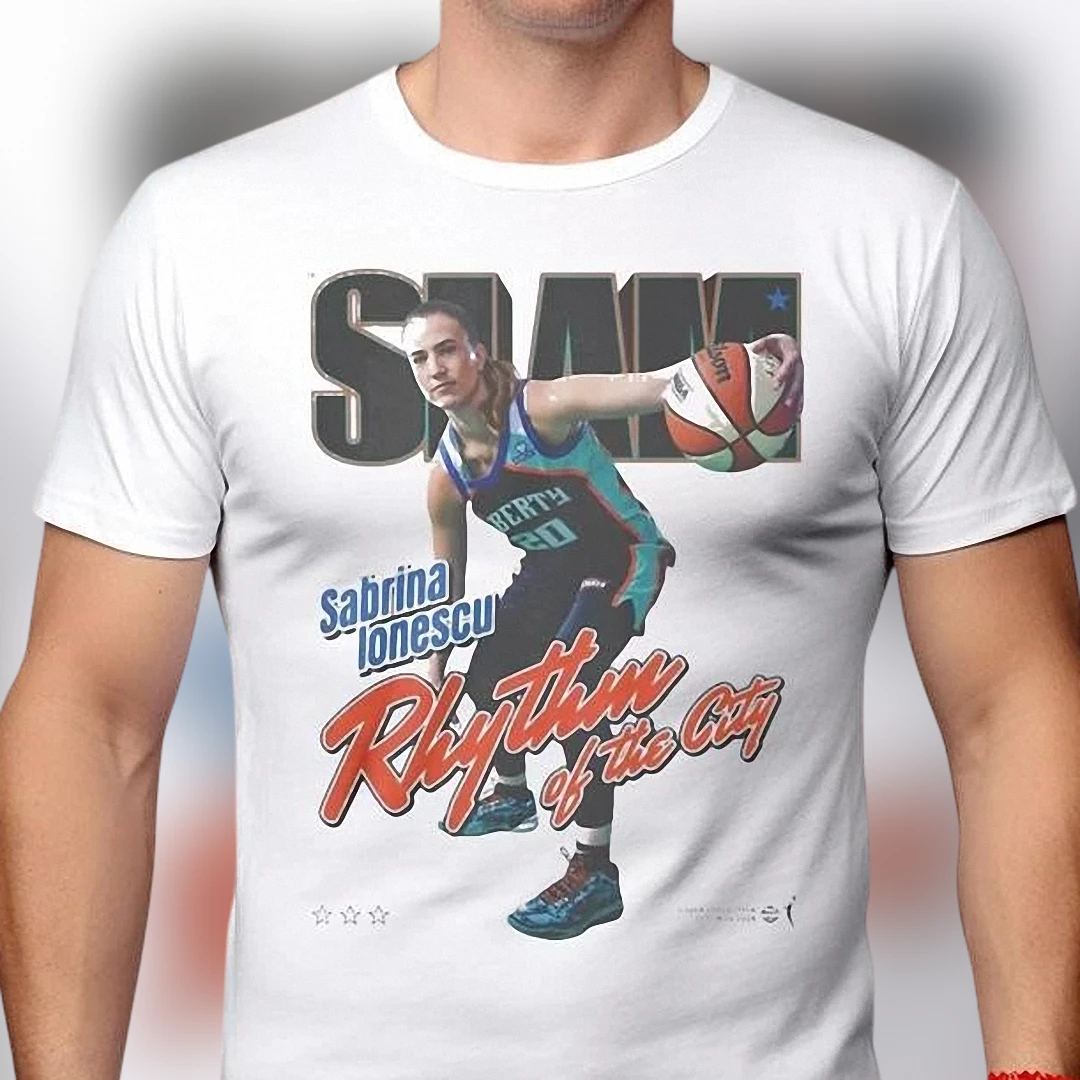 Sabrina Ionescu New York Liberty SLAM Cover Tee, Vintage Basketball Rhythm of the City Graphic Shirt