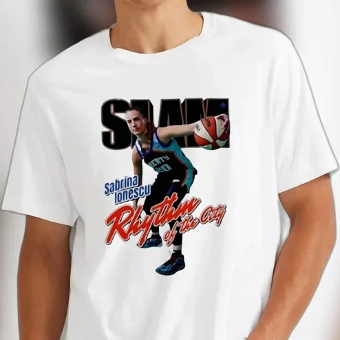 Sabrina Ionescu SLAM Rhythm of the City Graphic Tee, New York Liberty WNBA Basketball Shirt