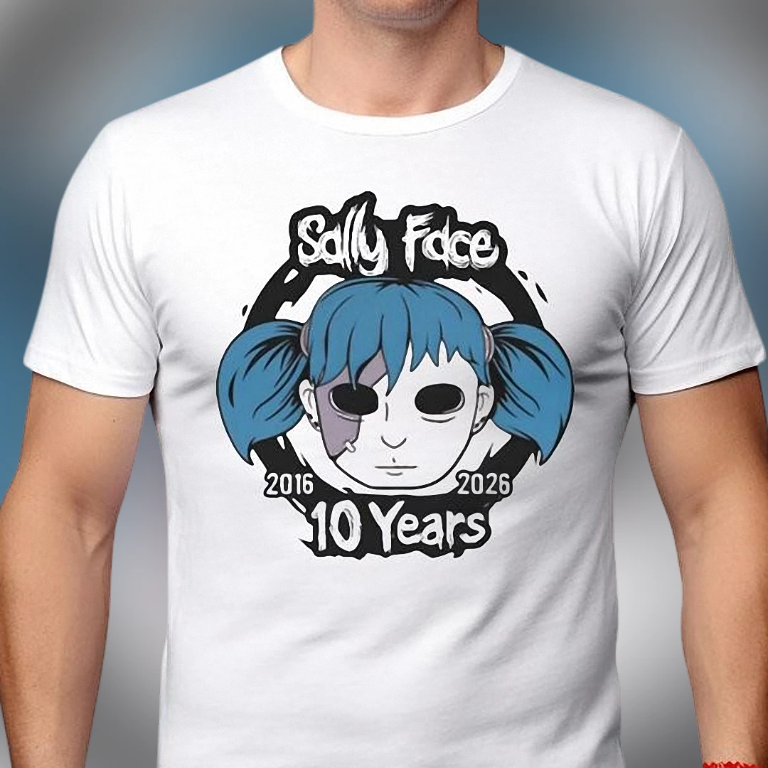 Sally Face 2016 2026 10 Years Tee, Indie Horror Video Game Anniversary Graphic T-Shirt